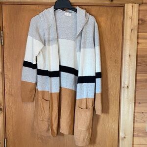 Long hooded cardigan